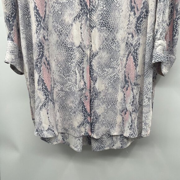 Fifteen Twenty Womens Snake Print Button Up Tunic Top Long Sleeve Medium Sheer - Picture 3 of 8